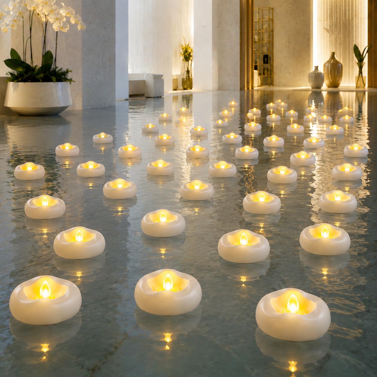 36 Stück 5,1 cm LED schwimmende Kerzen, 180 Stunden Schwimmkerzen für Pool, geeignet für romantische Hochzeitsmittelstücke/Badezimmer/Pool/Brunnen