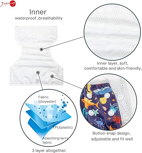 Miniatura 2 de Joyo roy Pañal de natación reutilizable para bebé, pañales de natación reutilizables para niños pequeños, pañales de natación medianos, pañales de