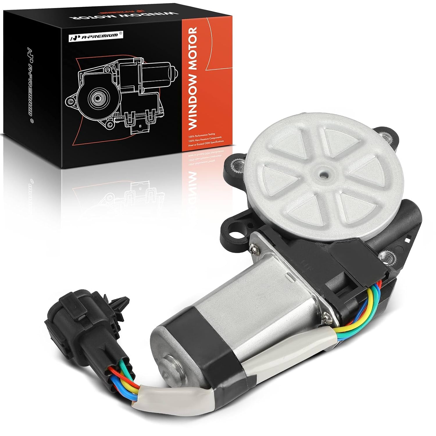A-Premium Power Window Lift Motor Front Passenger Side, with 6-Pin Plug