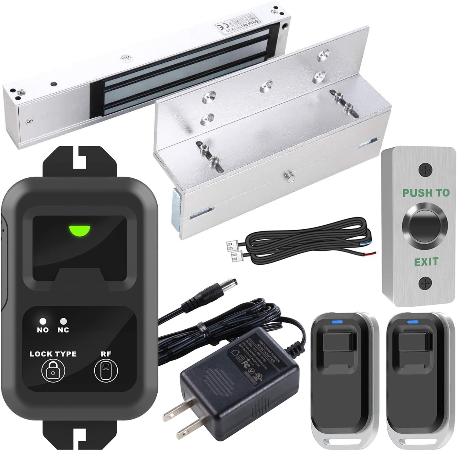 UHPPOTE Remote Door Access Control System 600Lbs Electromagnetic Lock Kit w/Z&L Bracket for Inswinging Door