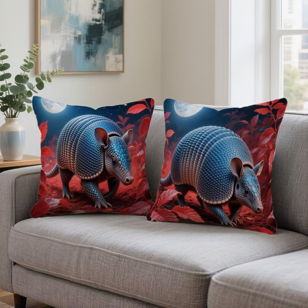 Kissenbezug 65 x 65 2er Set Sofakissen Rot Kopfkissenbezug 65x65 cm Dekokissen Tier Outdoor Pillow Leinen Doppelseitiger HD-Druck, Terrassen Deko Wohnzimmer, Frühling und Sommer Geschenk S-D558Q8