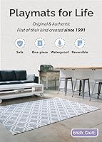 Vista 2 de Baby Care Play Mat (Medium, Moroccan - Blue) 73’’ x 49’’ Original One-Piece Reversible Rollable Waterproof Play Mat for Infants, Babies, Toddler