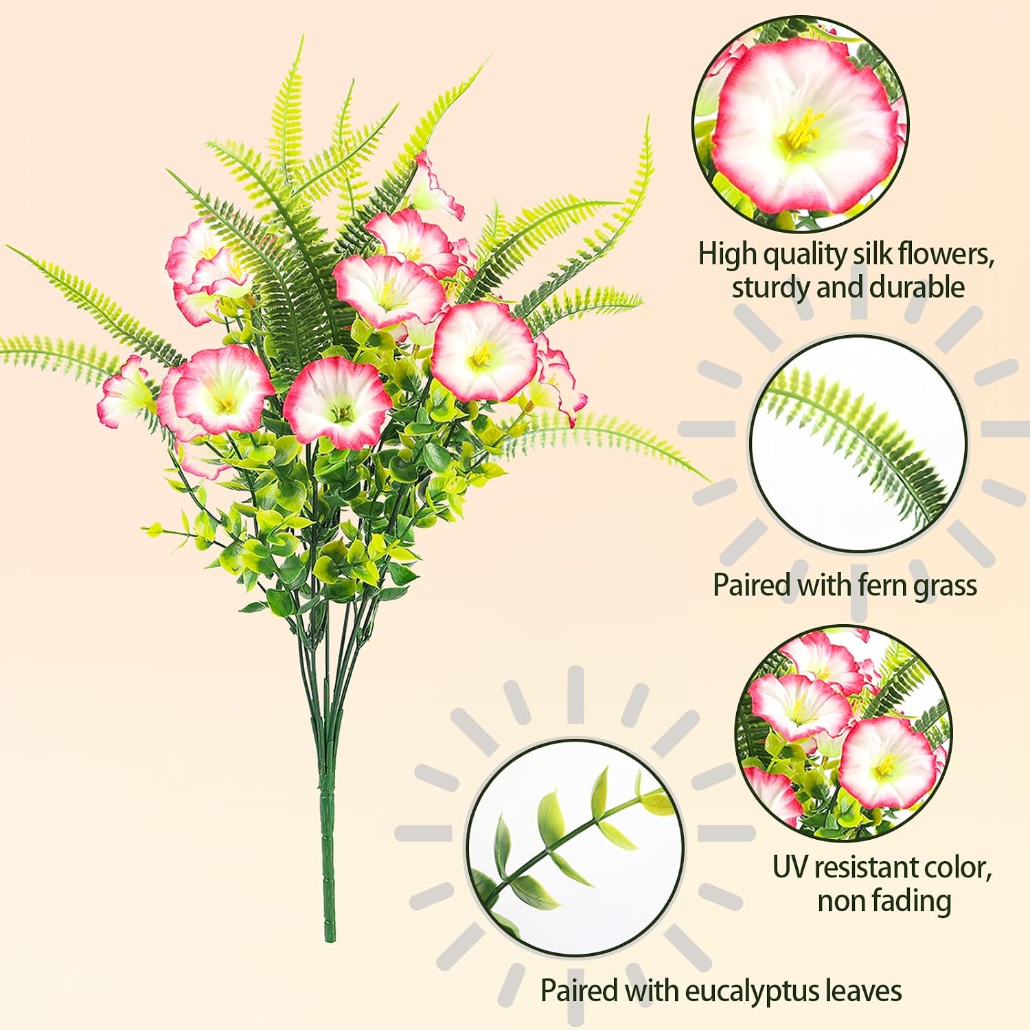 Artificial Flowers for Outdoors UV Resistant Artificial Petunias,12 Bundles image 5