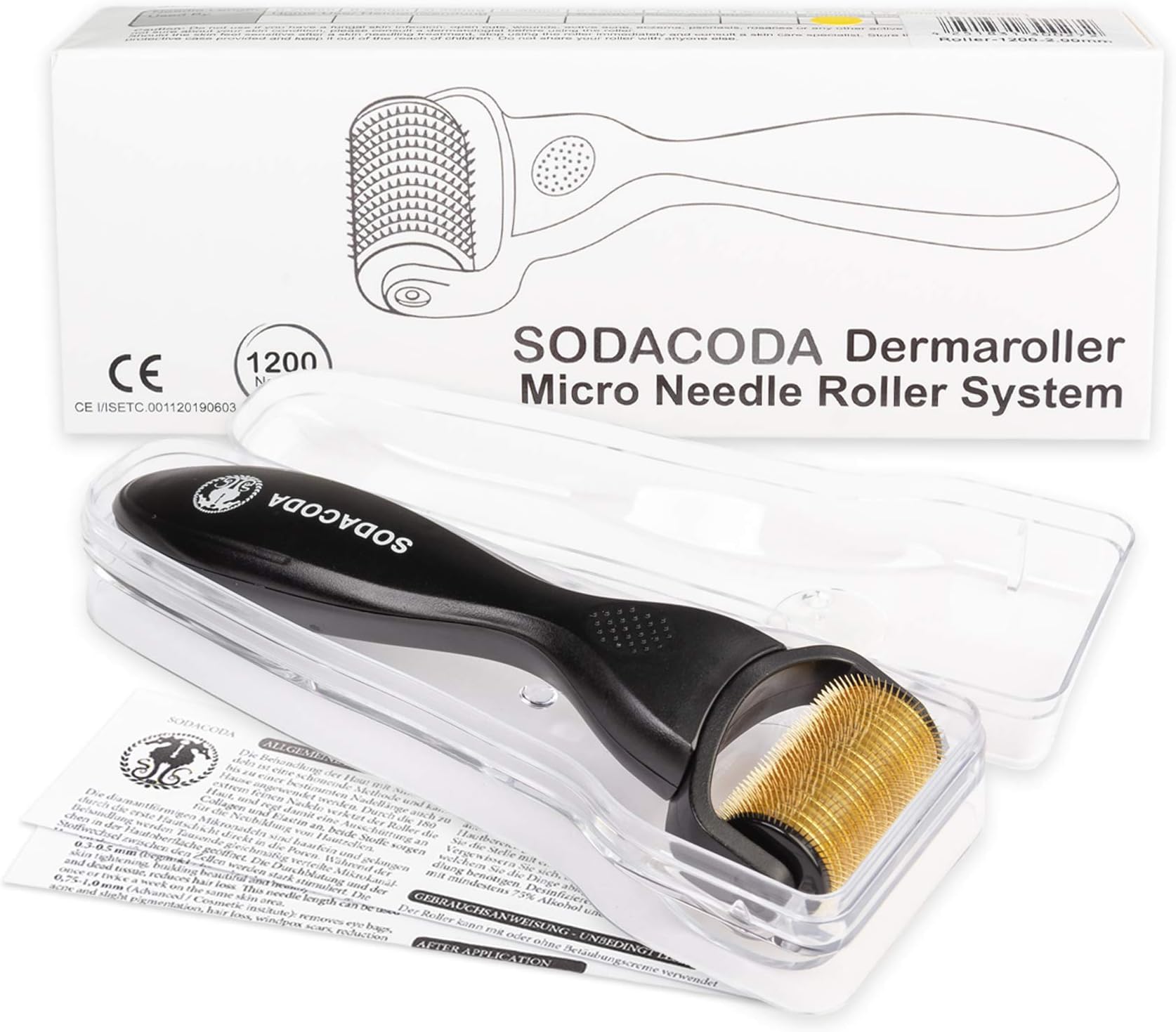 Sodacoda Derma Roller - 1200 Titanium Micro Needles - Professional Beauty Care Tool for Face, Beard Growth & Hair Growth Support - 2.00mm