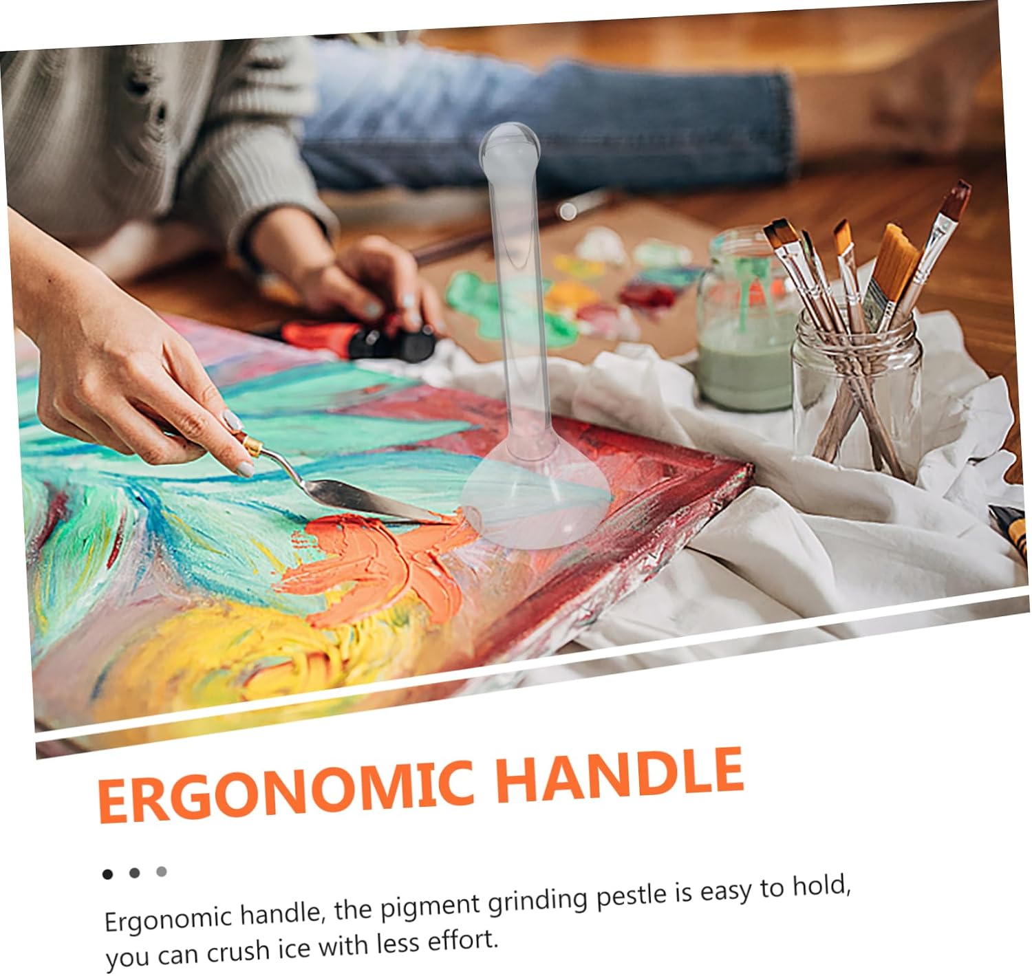 Gogogmee Pigment Grinding Pestle Glass Grinding Rod for Art Painting Supplies Ergonomic Handle for Easy Use for Watercolor Oil Paint Mixing Transparent Design