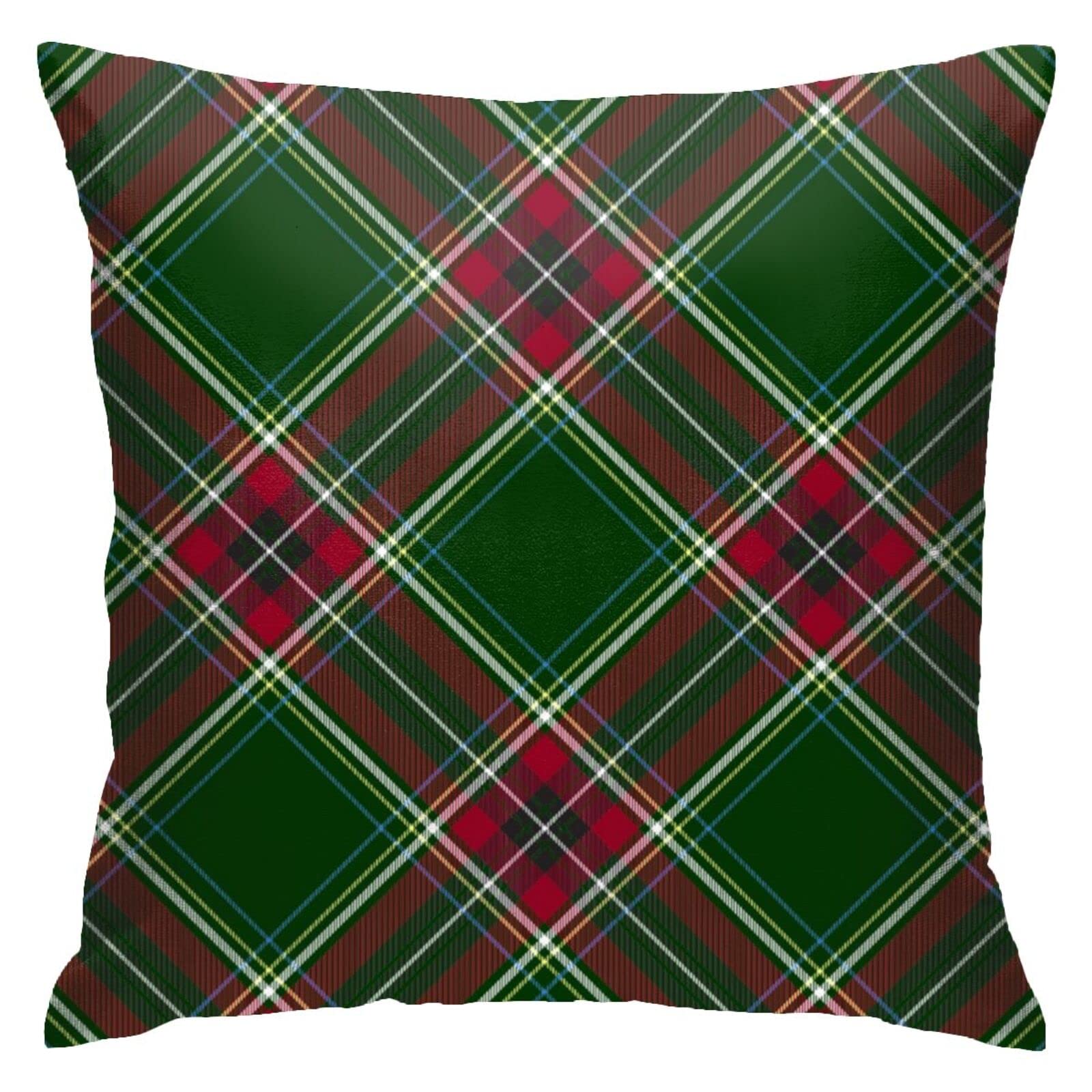 HUYGD Pillowcase Green Red Diagonal Check Plaid Pattern 45X45Cm Pillow Case Funky Cushion Cover Fashion Cushion Case For Car Decor Office Housewarming Gift