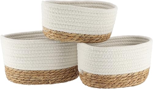 Miniatura 9 de Cestas de almacenamiento clásicas de algodón apilables para estantes, juego de 3, ideales como canasta de pañales, canasta de juguetes para perros,