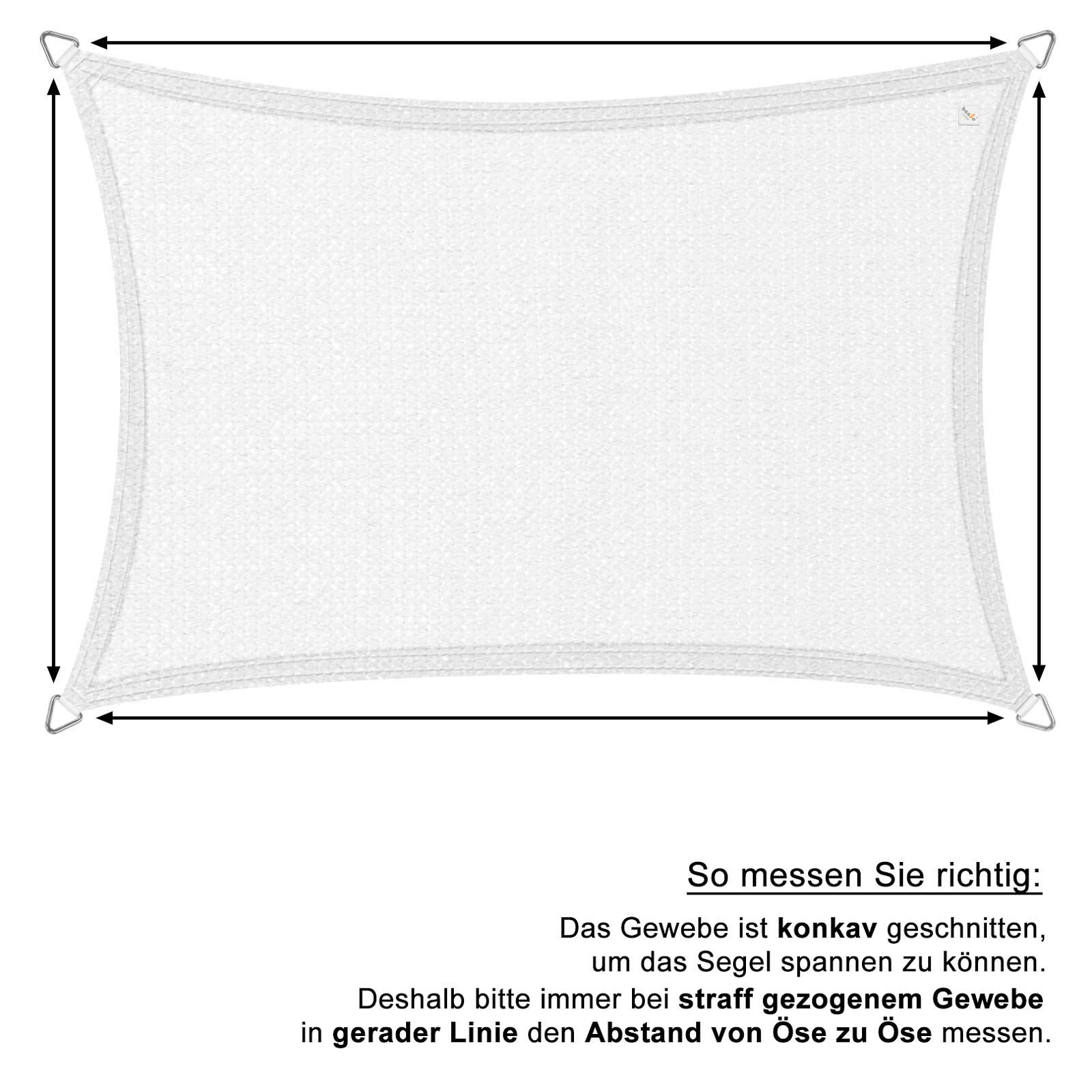 hanSe® Voile d'ombrage de marque - Protection contre les intempéries - Tissu PEHD - Protection UV - Rectangulaire - 3 x 4 m - Sable
