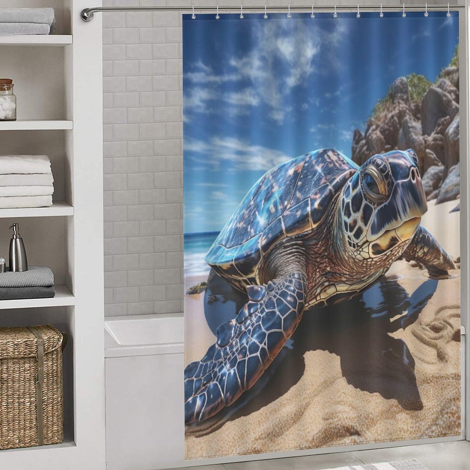 Rideau de douche tortues de mer en polyester 152x183 cm