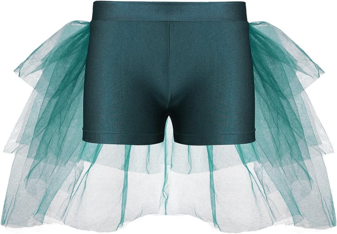 iEFiEL Kids Dance Shorts Girls' Boy Cut Dancing Low Rise Gymnastics Shorts Stage Performance with Ruffled Mesh