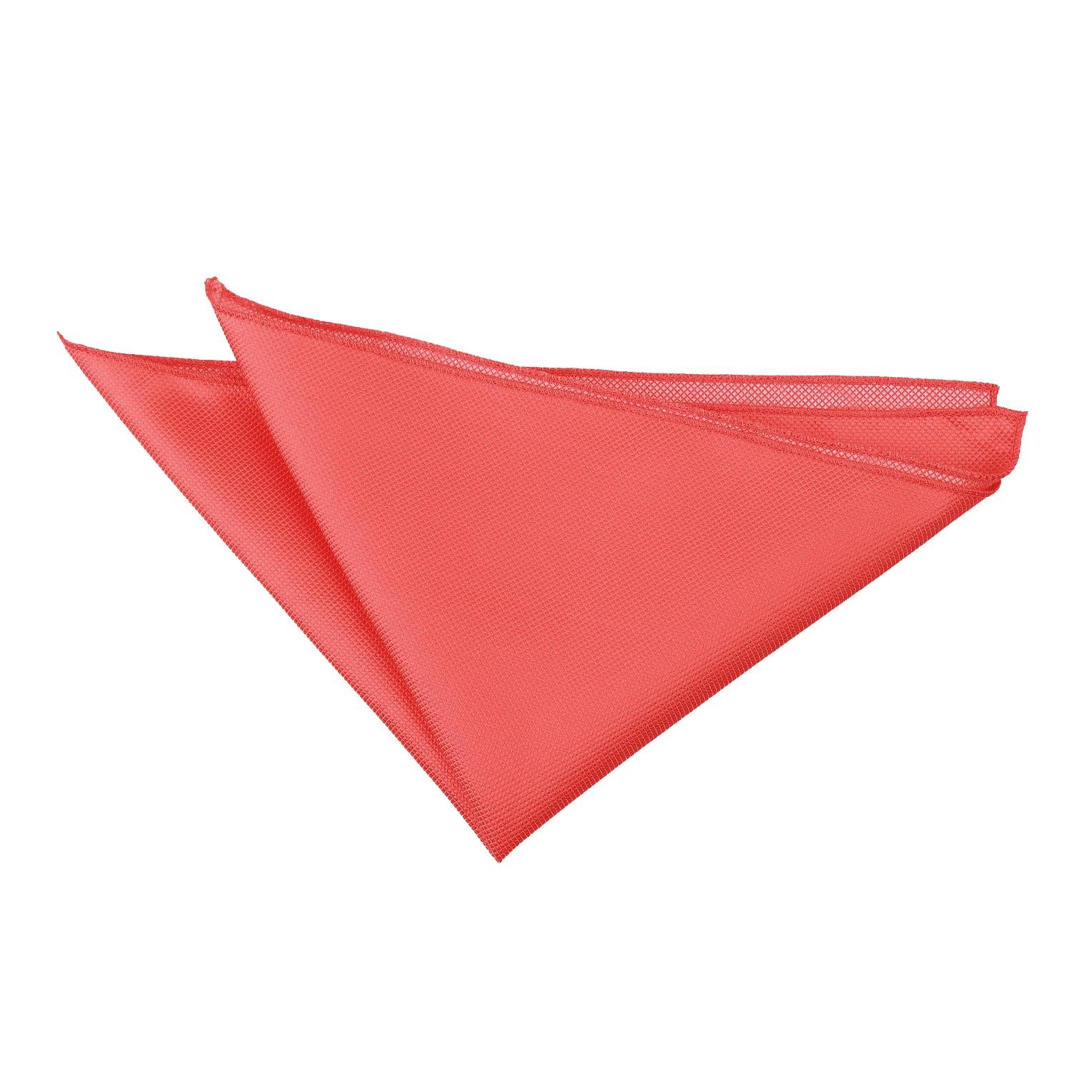 DQT Mens Solid Check Pocket Square - Wedding, Business & Formal Suit Handkerchief - Coral