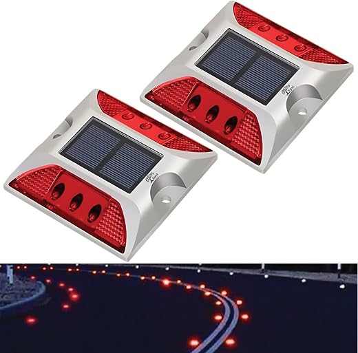 Epyz Solar Road Stud Light Outdoor Waterproof 6 LED Deck Lights for Driveway, Dock, Markers, Step, Staircase, Garden, Grou...
