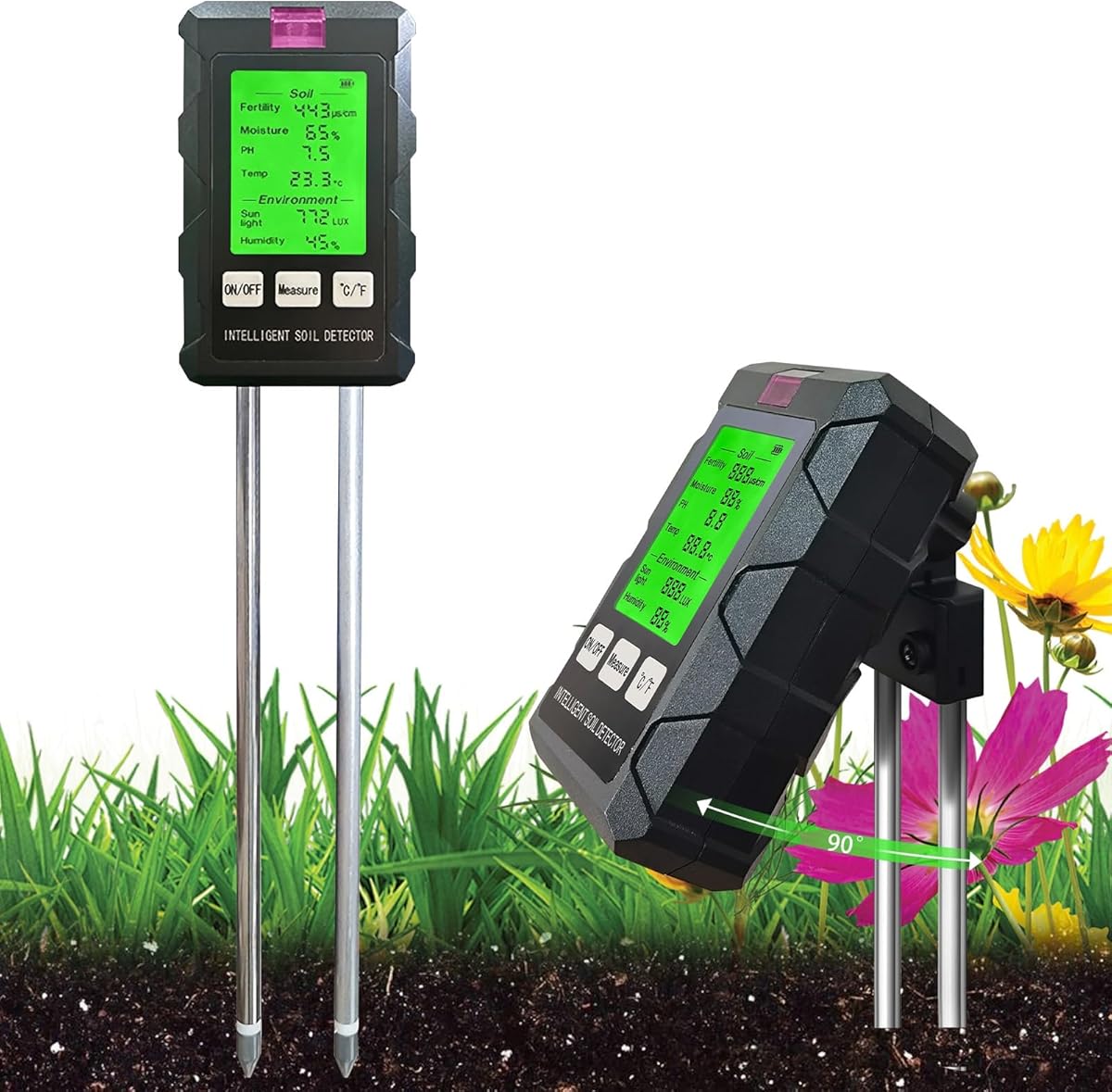 Soil Ph Tester, 6 In 1 Soil Testing Kit with Light/pH/Temperature/Moisture/Fertility/Humidity, Plant Watering Indicator, Soil Moisture Meter for Gardening, Farming, Indoor and Outdoor Plants