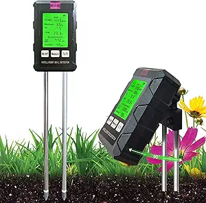 Soil Ph Tester, 6 In 1 Soil Testing Kit with Light/pH/Temperature/Moisture/Fertility/Humidity, Plant Watering Indicator, Soil Moisture Meter for Gardening, Farming, Indoor and Outdoor Plants
