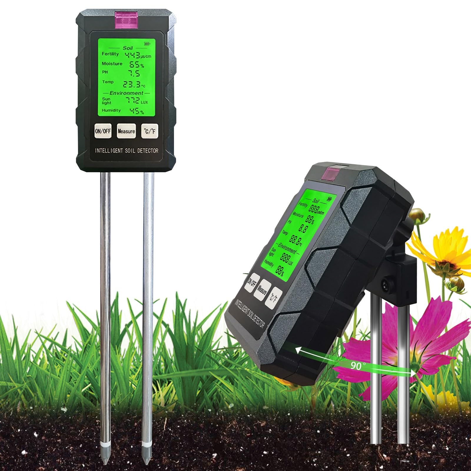 Tester Terreno 4 In 1 Cuteefun - Misura Umidit&agrave;, PH, Temperatura E Luce - Per Giardinaggio E Agricoltura