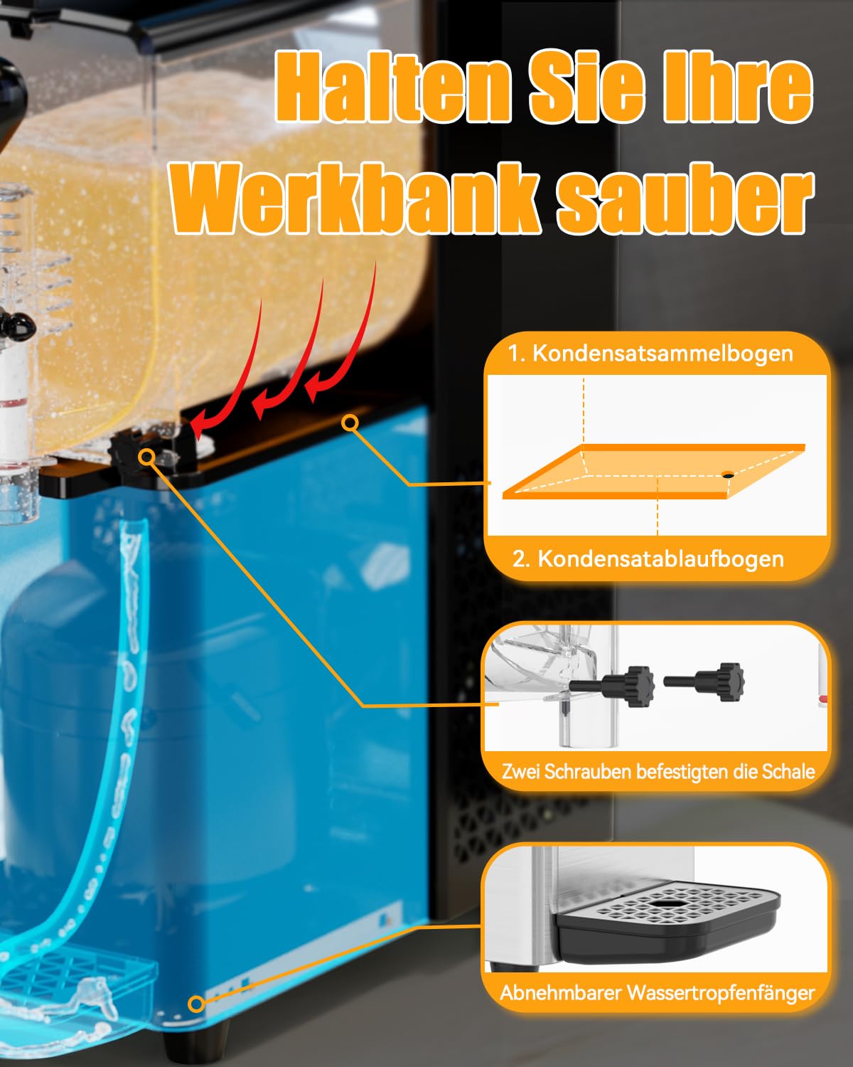 GSE Slush Maschine, 3L Kompressor Slushie Eisbereiter für Geschäft & Zuhause, Slush Ice Maker Cocktail, Margarita, Frozen Drinks, 30-60 Minuten Zubereitungszeit, Automatische Reinigung, 290W