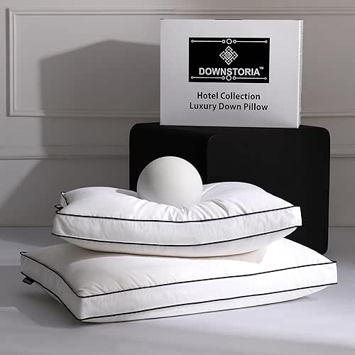 Feather Down Pillows Queen Size Set of 2 with Gusset,