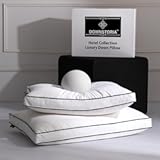 Feather Down Pillows Queen Size Set of 2 with Gusset&comma; Luxury Hotel Collection Bed Pillow 2 Pack&comma; Down Surrounded Gusseted Pillows for Sleeping&comma; Firm for Side&comma; Back Sleepers 20x30 in&period;