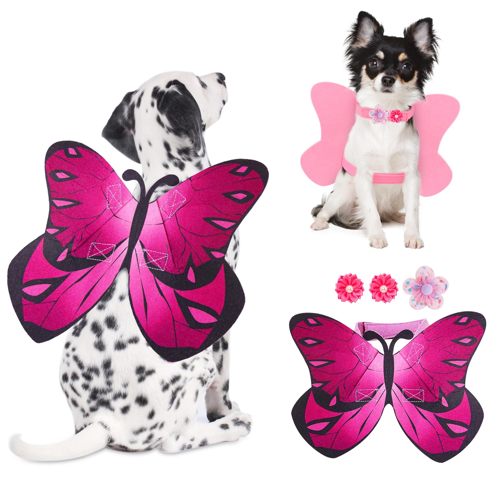 Butterfly Wings for Dogs Cats Dog Halloween Costume for Small Medium Large Dogs, Dog Cat Wing Pet Cosplay Costumes for Halloween, Christmas, Or Birthday Parties Pink Small