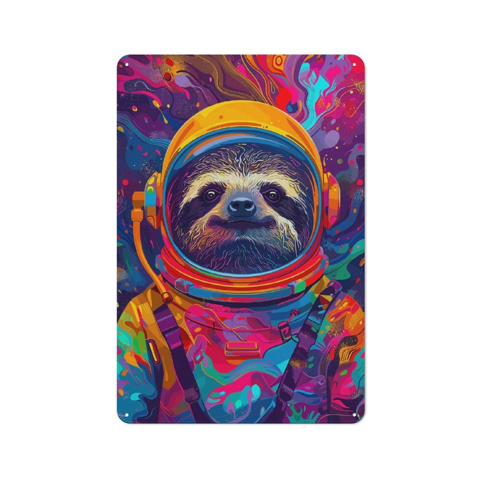 Junmoney Astronaut Space Sloth Rustic Metal Sign 30X20cm For Lounge Or Reading Corner, For Reading Corner Decorators