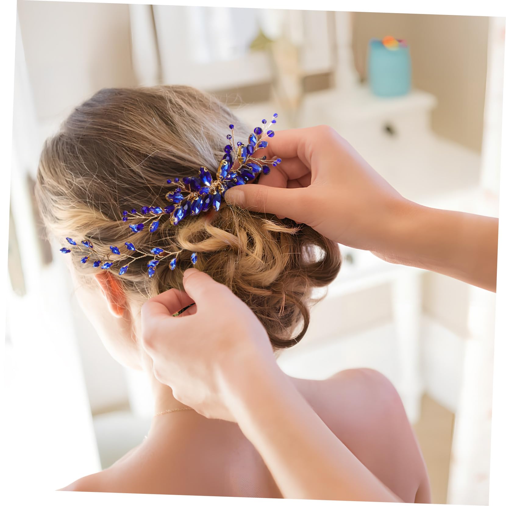 VICASKY 3 Set Pettini per Sposa con Blu Accessori Decorativi Resistenti per Acconciature Nuziali e Party Adatti Tutti i Tipi