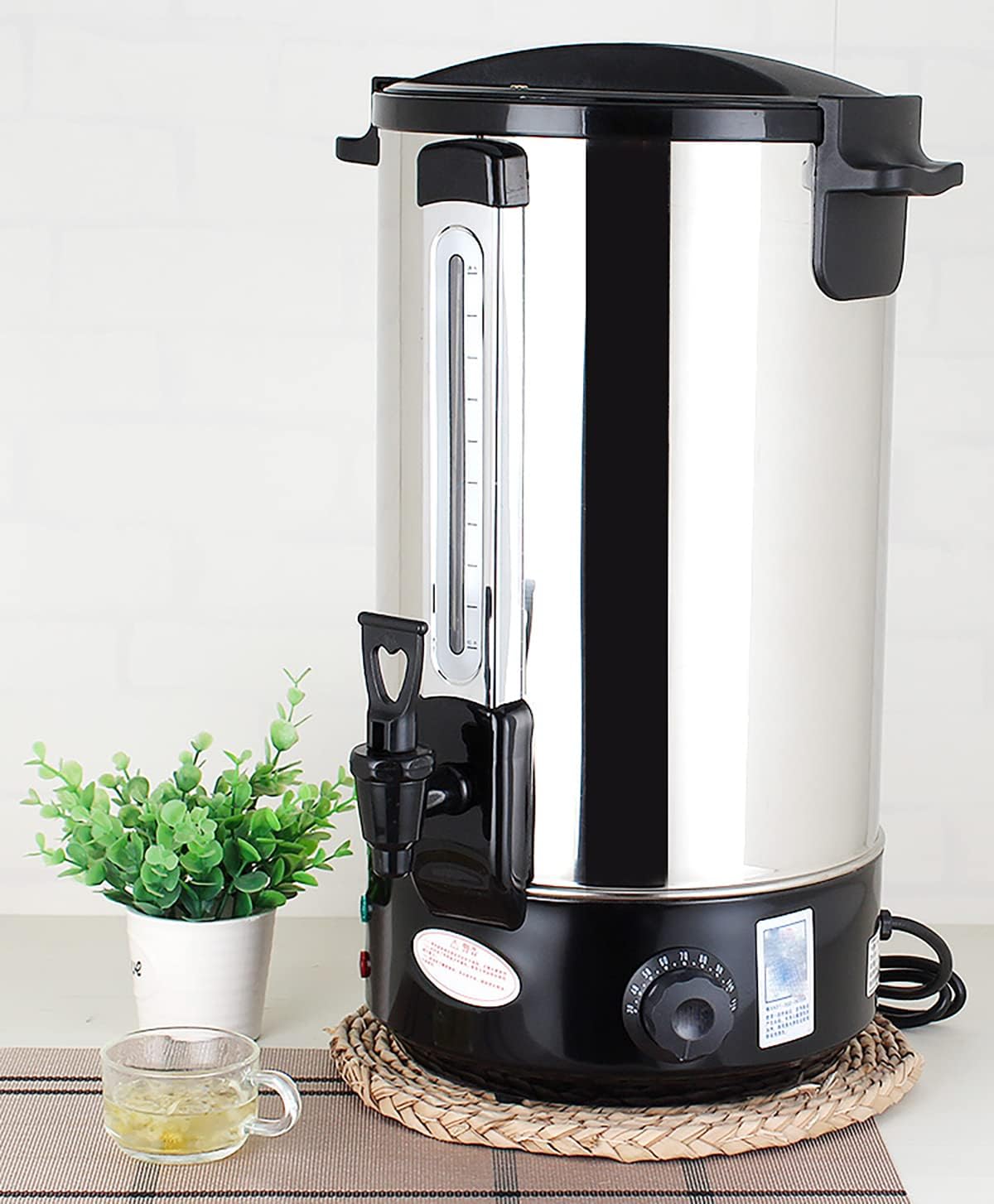 Hot Water Boiler Dispenser Tea Boiler with Water Gauge, Adjustable Electric, for Brewing/Buffet/Commercial/Gold/20L, 30L, Black