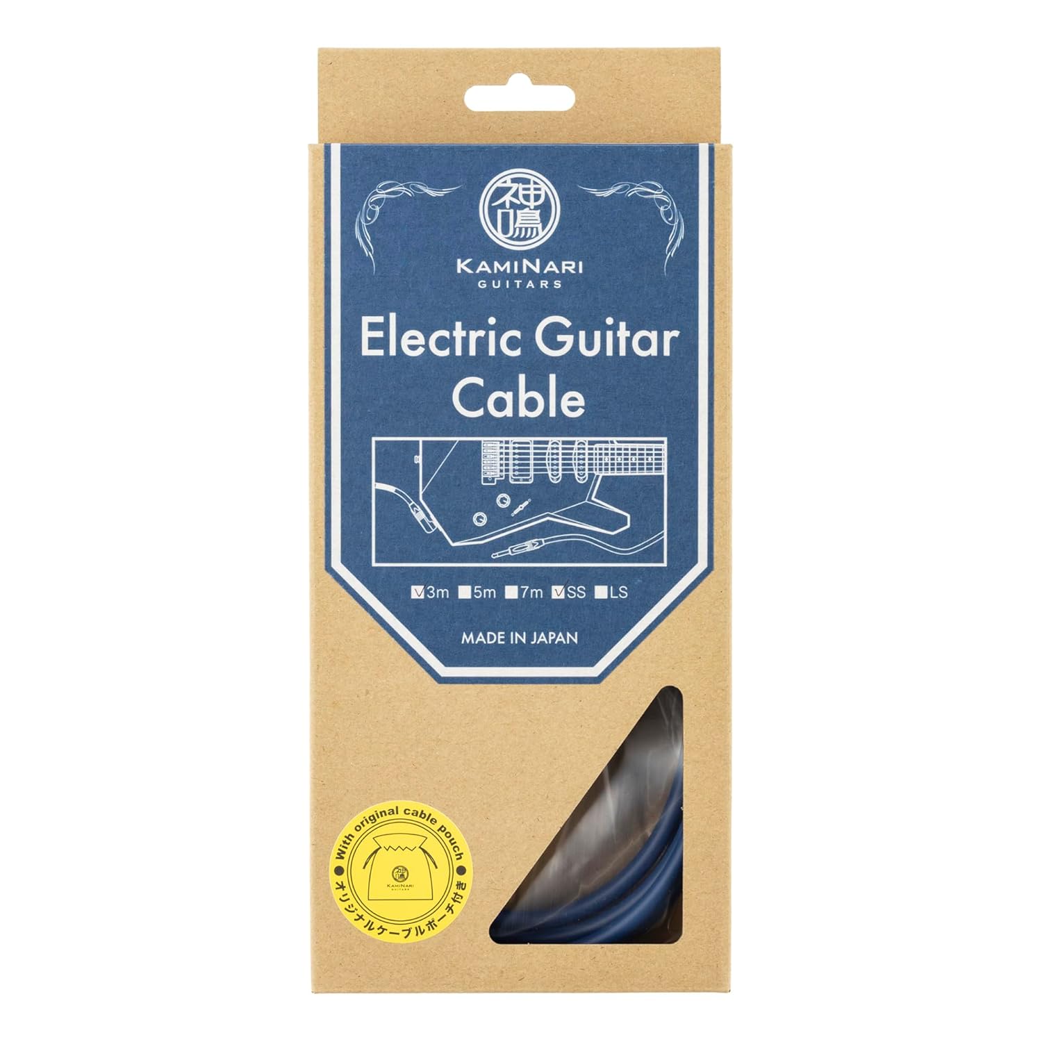KAMINARI Guitars K-GC3SS Guitar Shield Electric Guitar Cable 9.8 ft (3 m) Indigo [Navy]