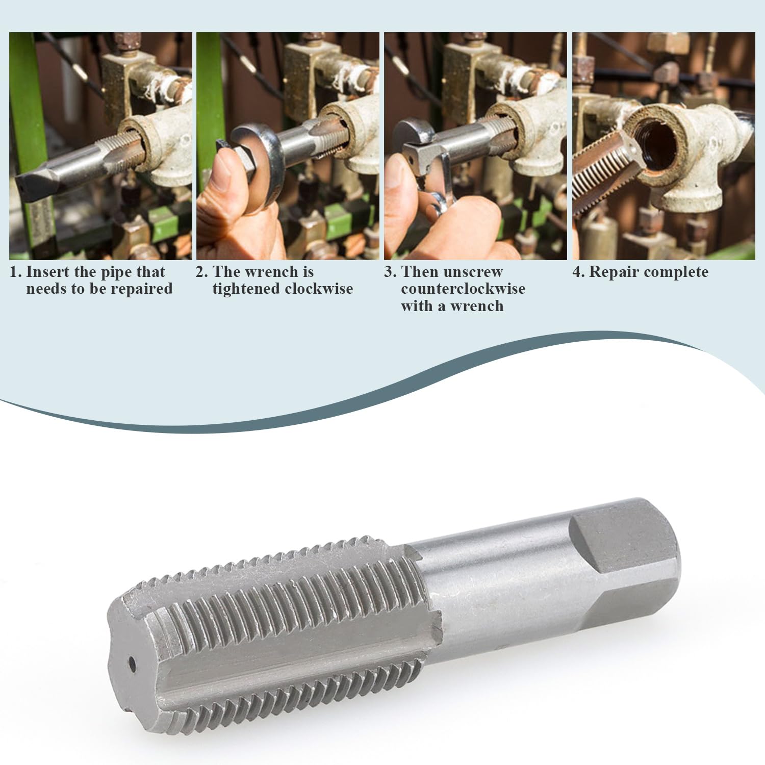 Maschi per Filettatura Pollici, 3/4" Strumento di Riparazione Filettatura, Maschio a Macchina 3/4 Pollici, Rubinetto Filettato da 3/4 di Pollice per Tubi e Tubi Danneggiati