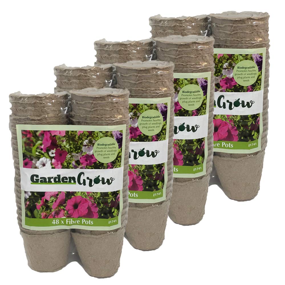 Thompson & Morgan Beige Biodegradable Plant Fibre Seed Pots For Seeds, Seedlings & Cuttings, An Eco-Friendly Alternative To Plastic, 48 X 6Cm Fibre Pots (Fibre Grow Pots 192)