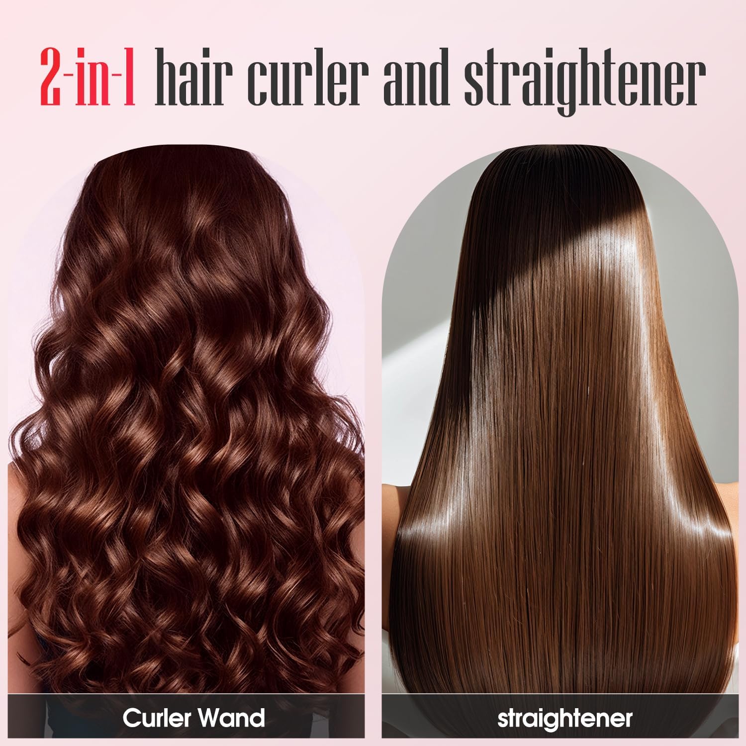 Flat Iron Hair Straightener LENA H2 Curling Wand and Curler 2 in 1 with Titanium Coating, Satefy Lock, Anti-Scald, 12 Adjustable Temps & Dual Voltage for All Types of Hair - Image 4