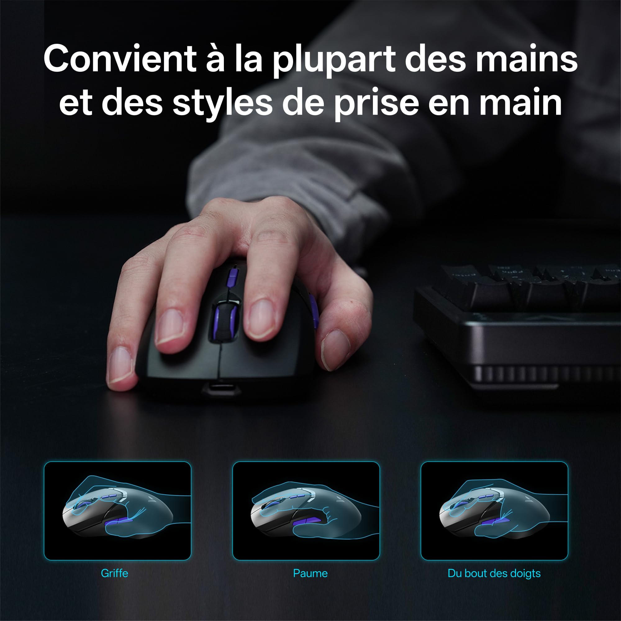 Rapoo VT9Pro 4K Souris Gamer sans Fil Ultralégère 68g, Paw 3398 26000 DPI