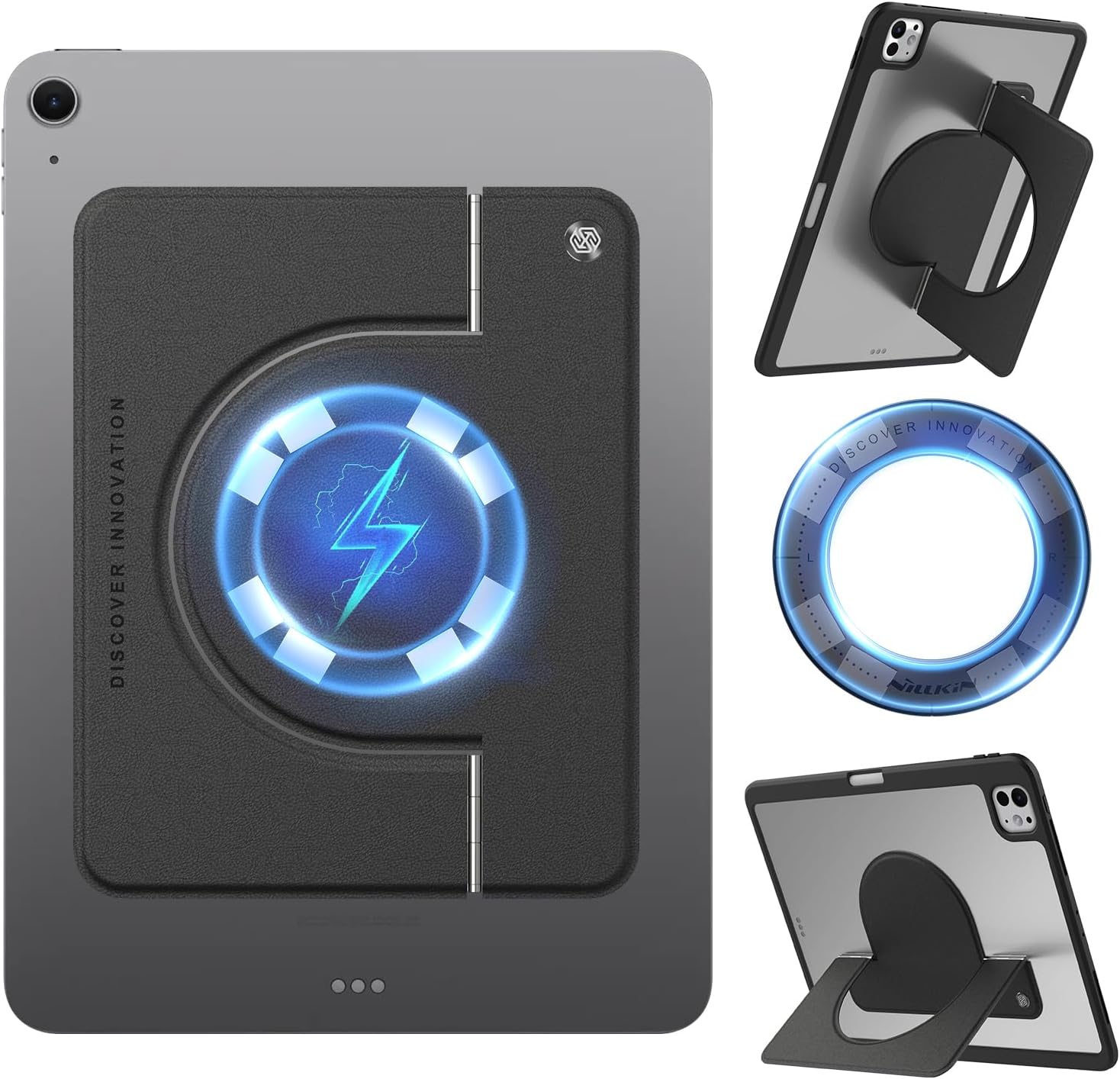 Nillkin Magnetic Tablet Stand Holder Adjustable with Snaphold Ultra Wall Mount, Fit for iPad 10th/iPad A16, for Mi Pad, eBook Readers, Kitchen, Shower, Office, Study (Black, for 9-11 inch Device)