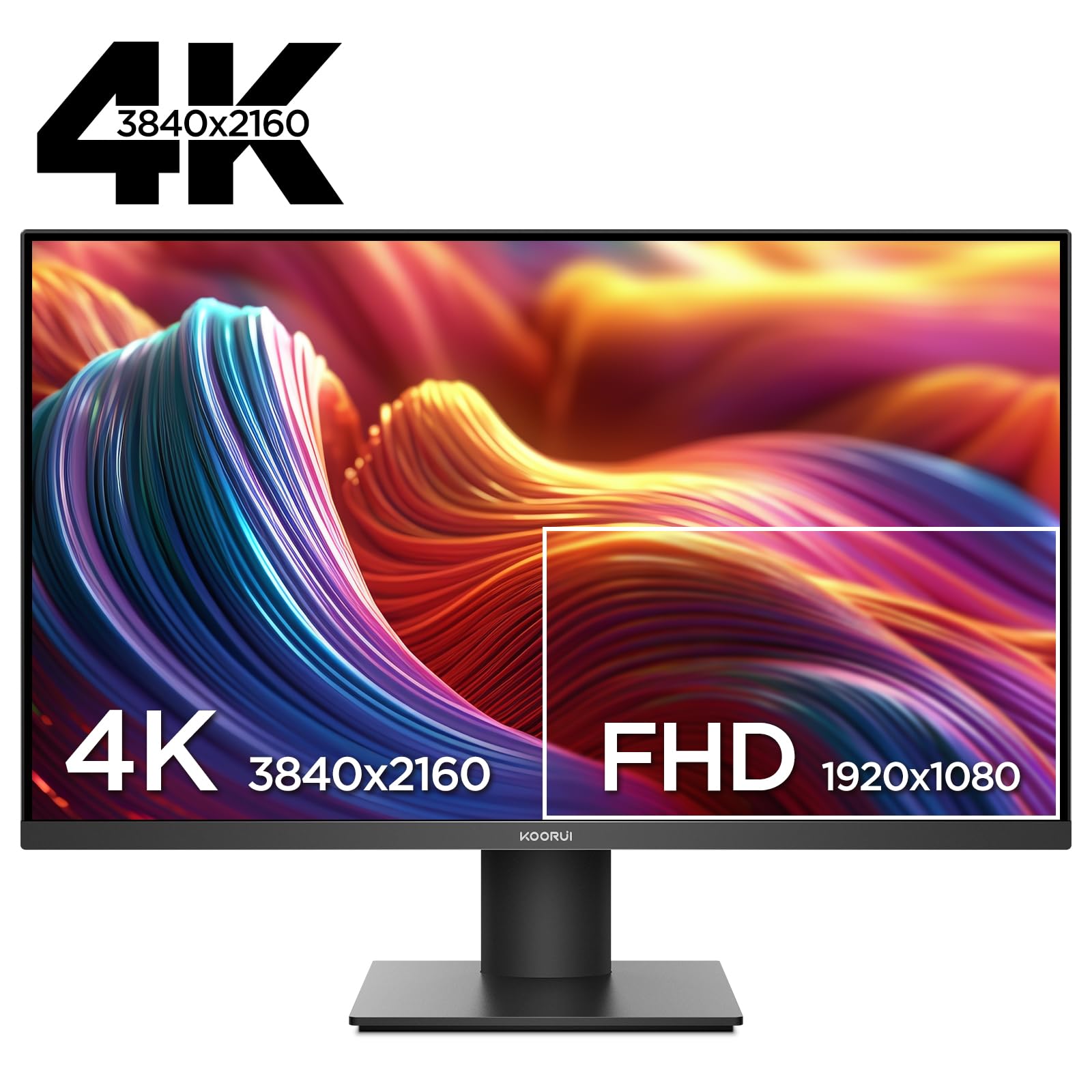KOORUI N07 27 Pouces Écran PC, 4K Moniteur UHD(3840x2160), IPS 60Hz HDR10 Adaptive Sync, 2X HDMI 2.0 & DisplayPort 1.4, VESA 100x100mm, Soins des Yeux