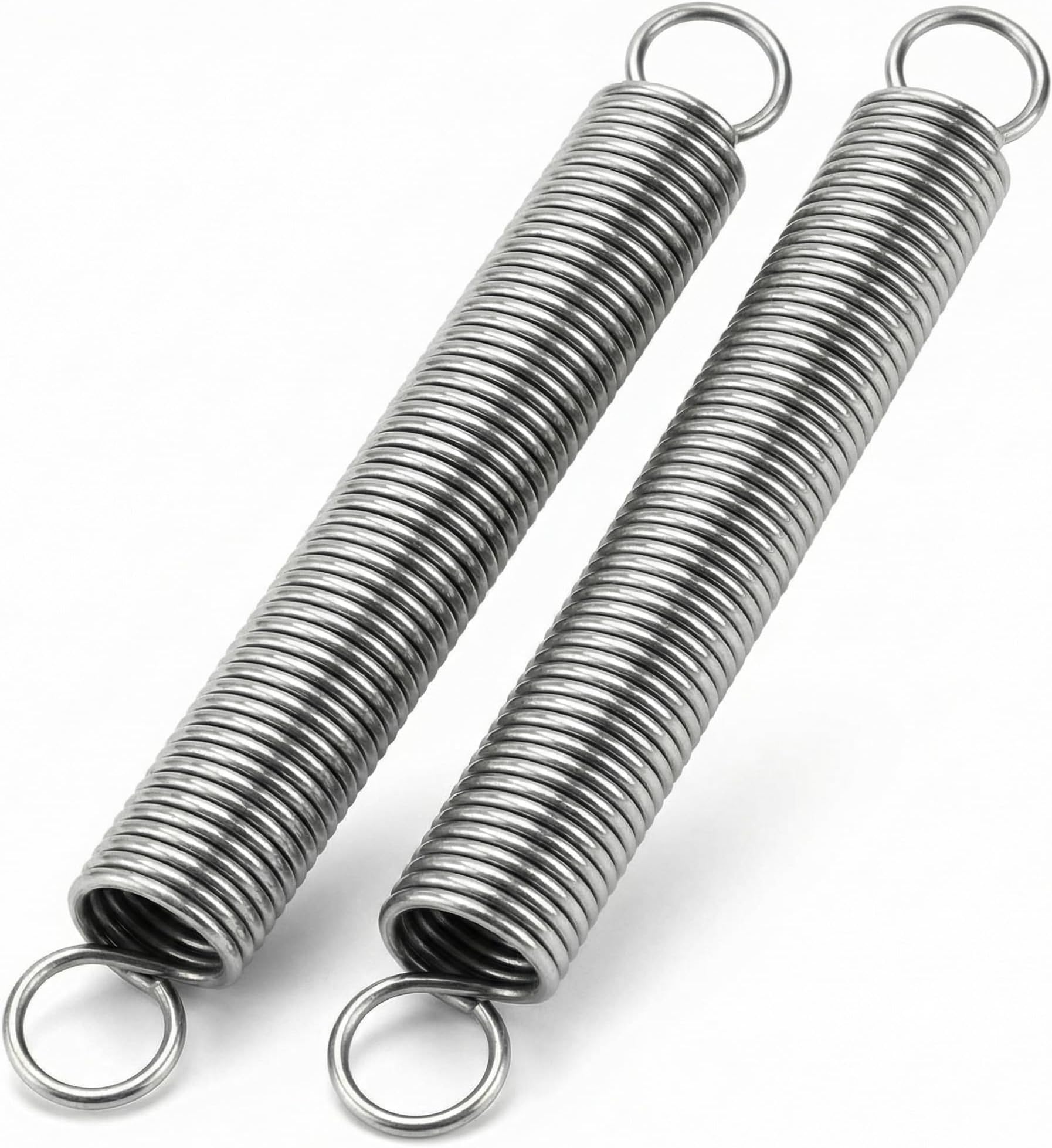 QWORK® 2PCS Extended Compressed Spring,150mm Free Length, Extension Spring, Stainless Steel, Small Dual Hook Tension Spring, Wire Diameter 2mm, OD 18mm, 304 Stainless Steel