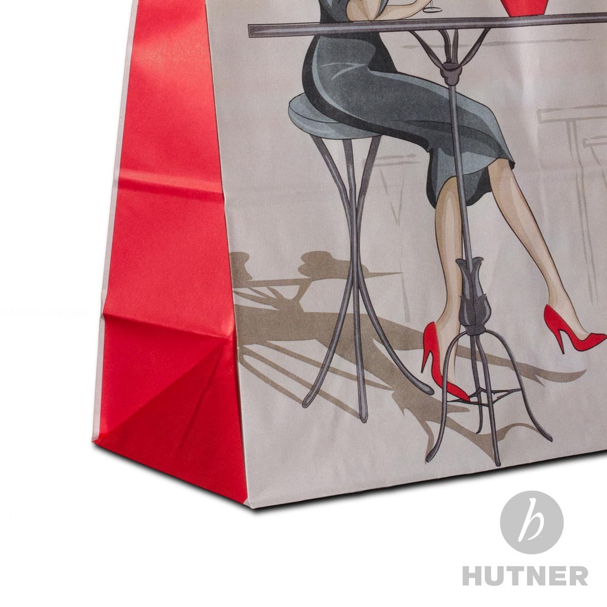 100 x Papiertüten Motiv: Elegance 32+17x44 cm | Papiertragetaschen mit Kordel | Kraftpapiertüten | Papiertaschen mittel | HUTNER