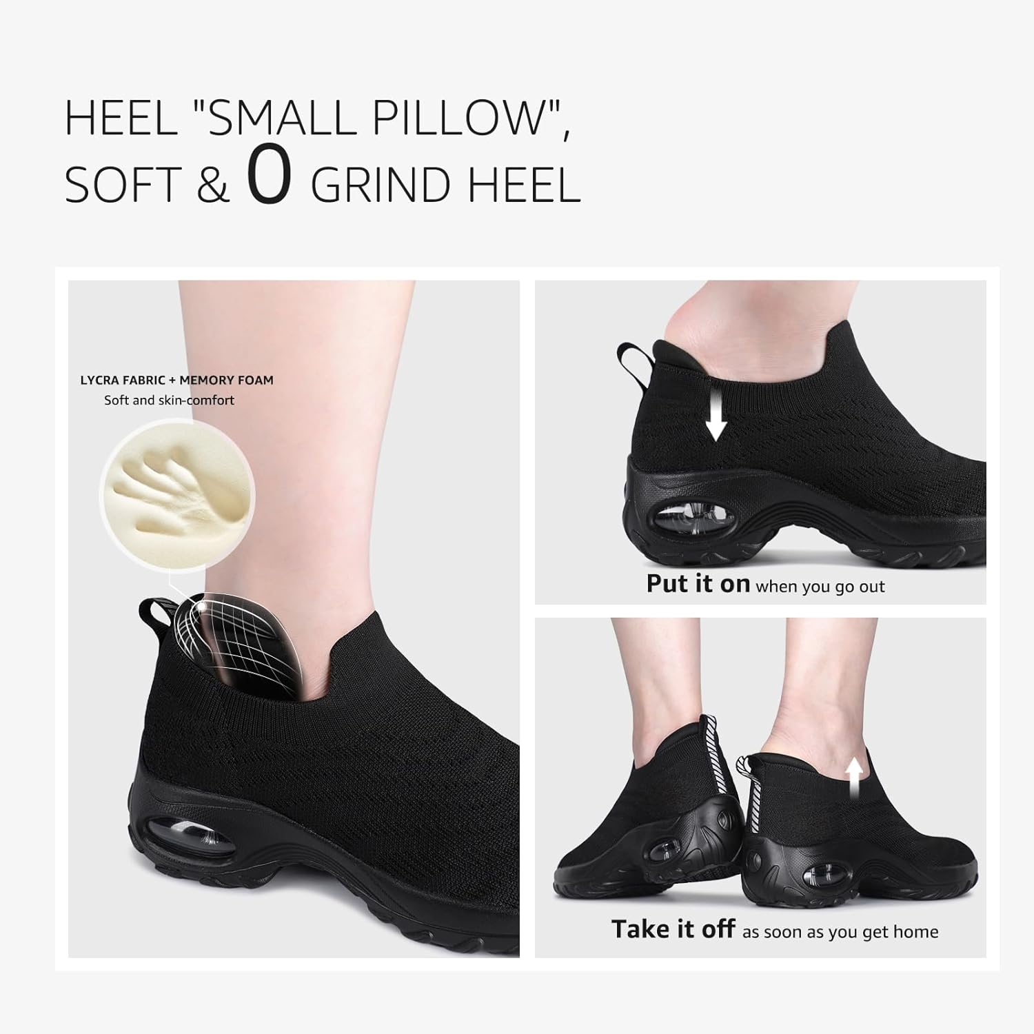 HKR Women's Walking Shoes Arch Support Non Slip Work Shoes Breathable Knit Upper Lightweight for Plantar Fasciitis - Image 3