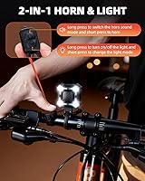 Vista 3 de WSDCAM Bocina de bicicleta de 140 dB con luz delantera y trasera, interruptor de control de campana de bicicleta 2 en 1, luz LED, recargable a
