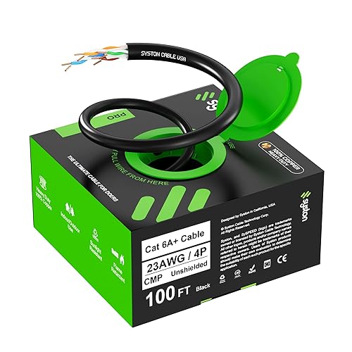 Miniatura 6 de Syston Cable Technology Cable de red Ethernet Cat 6A+, 700 MHz 23 AWG, alambre de cobre sólido desnudo para exterioresinteriores, sin extremos