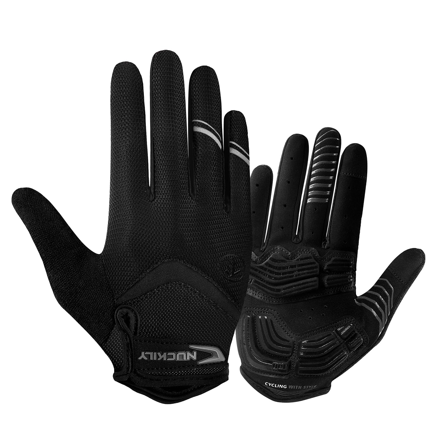 NUCKILY Guantes de ciclismo para hombre con pantalla táctil, forro polar térmico grueso, unisex, para deportes de invierno, bicicleta de montaña, antideslizantes, para pantalla táctil, guantes de MTB,