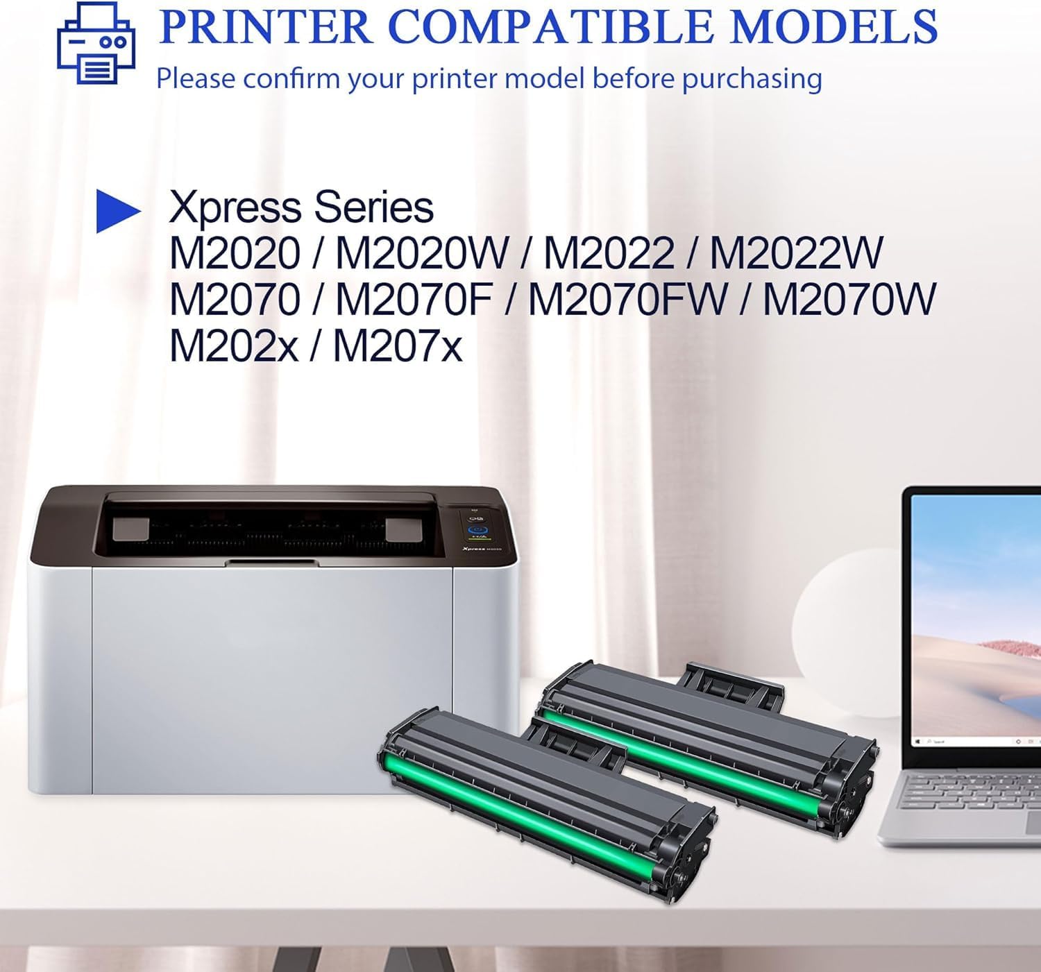 MLT-D111S High Yield Toner Cartridge 2 Pack Replacement for Samsung 111S D111S MLTD111S Toner Work with Xpress M2020W M2020 M2022 M2022W M2070 M2070F M2070FW Printer (Black)