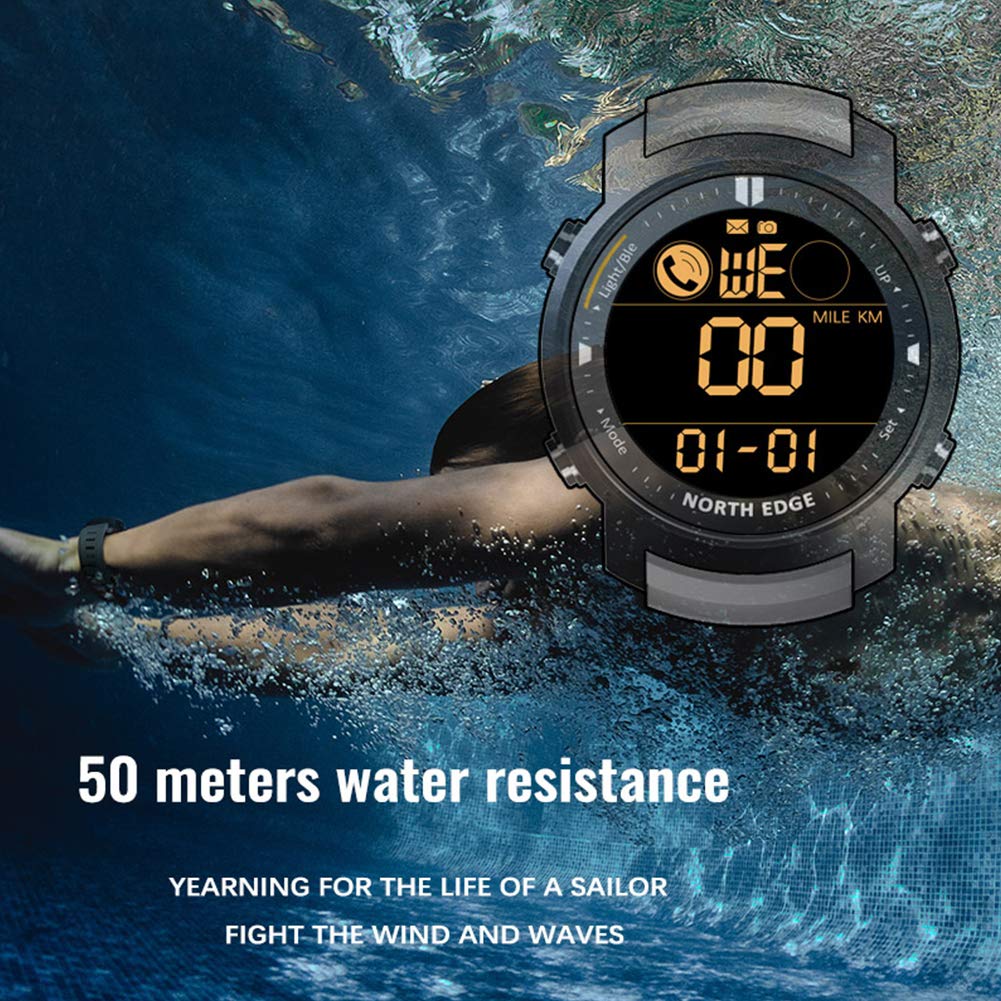 Reloj Deportivo electrónico Reloj de Pulsera Militar Digital a Prueba de Agua Relojes multifunción para Exteriores con brújula Podómetro Cronómetro Monitor de frecuencia cardíaca/sueño (Grey)