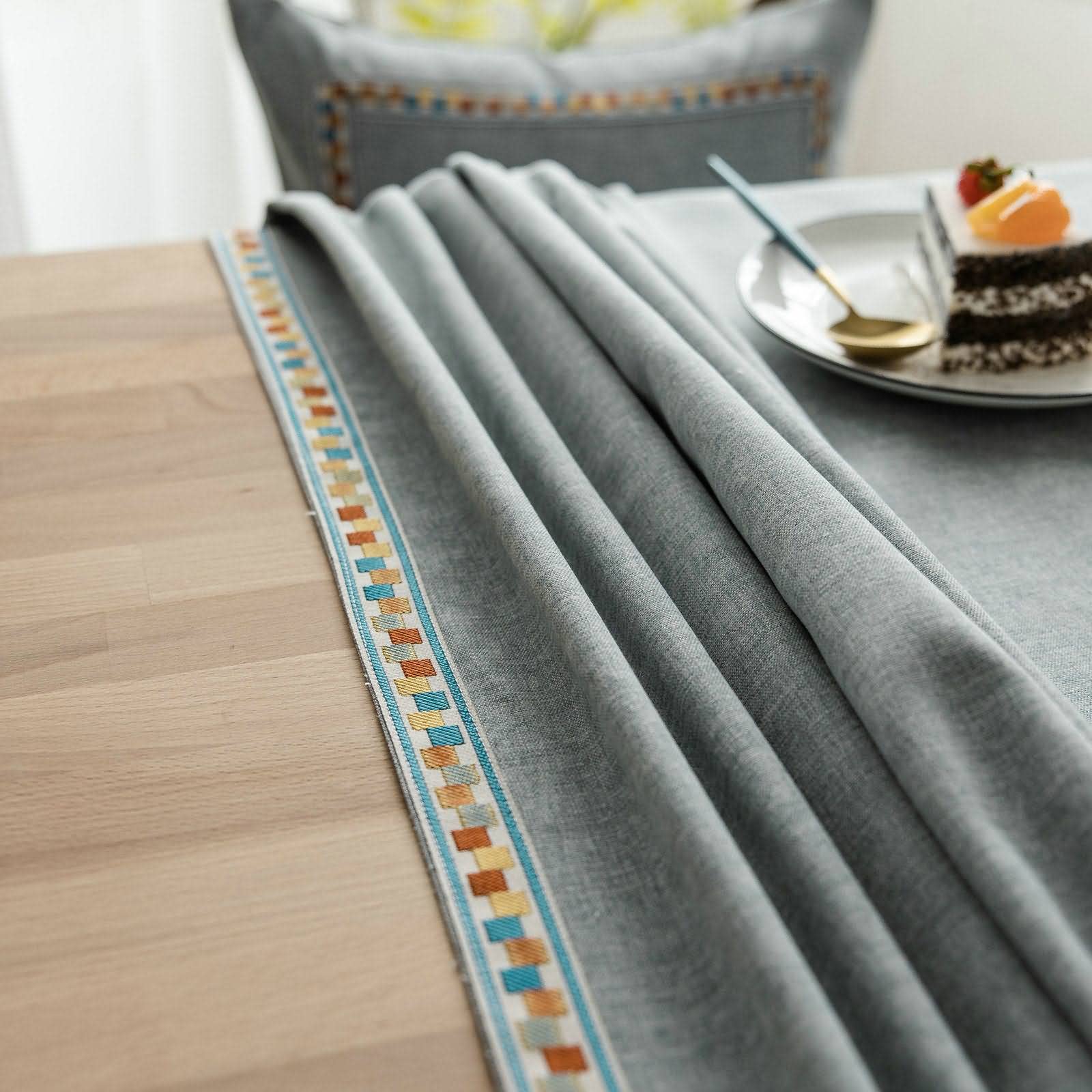 Tischdecked Tischtücher Zum Besticken Stickerei Tischdeckechen Bedside Table Cloth Grau Tischschutz Dekoration 140X200Cm