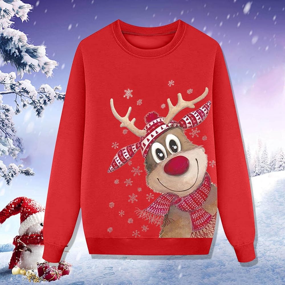 Renne Pull De Noël Pour La Famille Femme Homme Enfants Longue Manches Tops