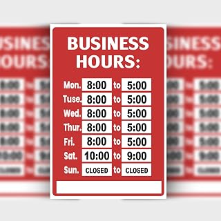Business Hours Sign Sticker – 8" x 12" – Self-Adhesive Vinyl, Durable & Weatherproof – Customizable Open Hours Sign for Stores, Restaurants, Offices, and Businesses
