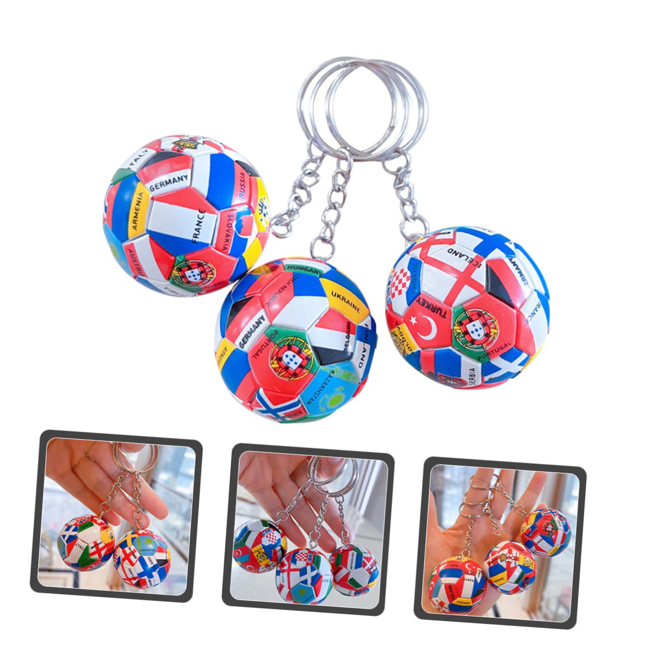 Abaodam 12stücke Teiliges Fußball Schlüsselanhänger Mit Internationalen Flaggen Kreatives Deko-accessoire Für Fußballpartys Und