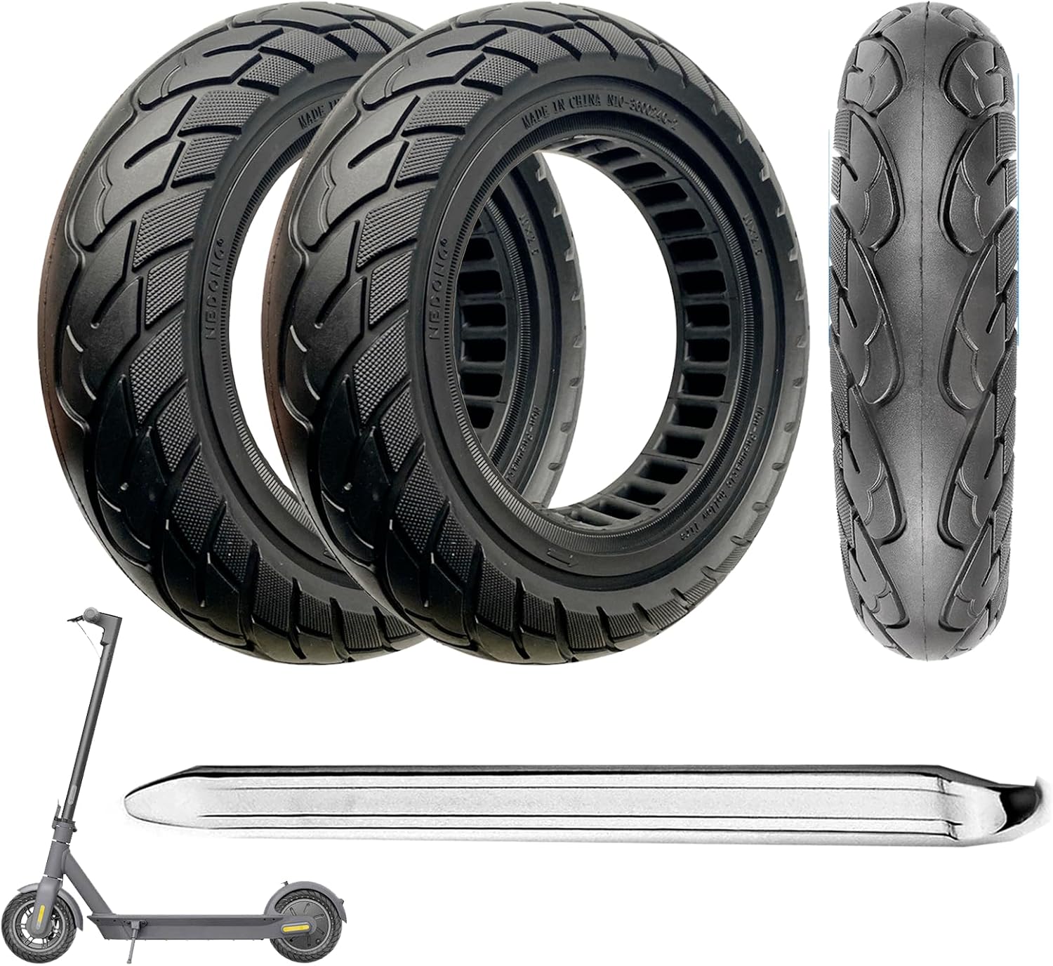 10x2.5 Electric Scooter Solid Tires, 60/70-6.5 Replacement Tubeless Rubber Wheel for Segway Ninebot G30 / G30D / G30P / G30E / G30LP / G30D II / G30 Max& Gotrax G5/G6/G MAX & Hiboy S2 MAX-Black(2PCS)