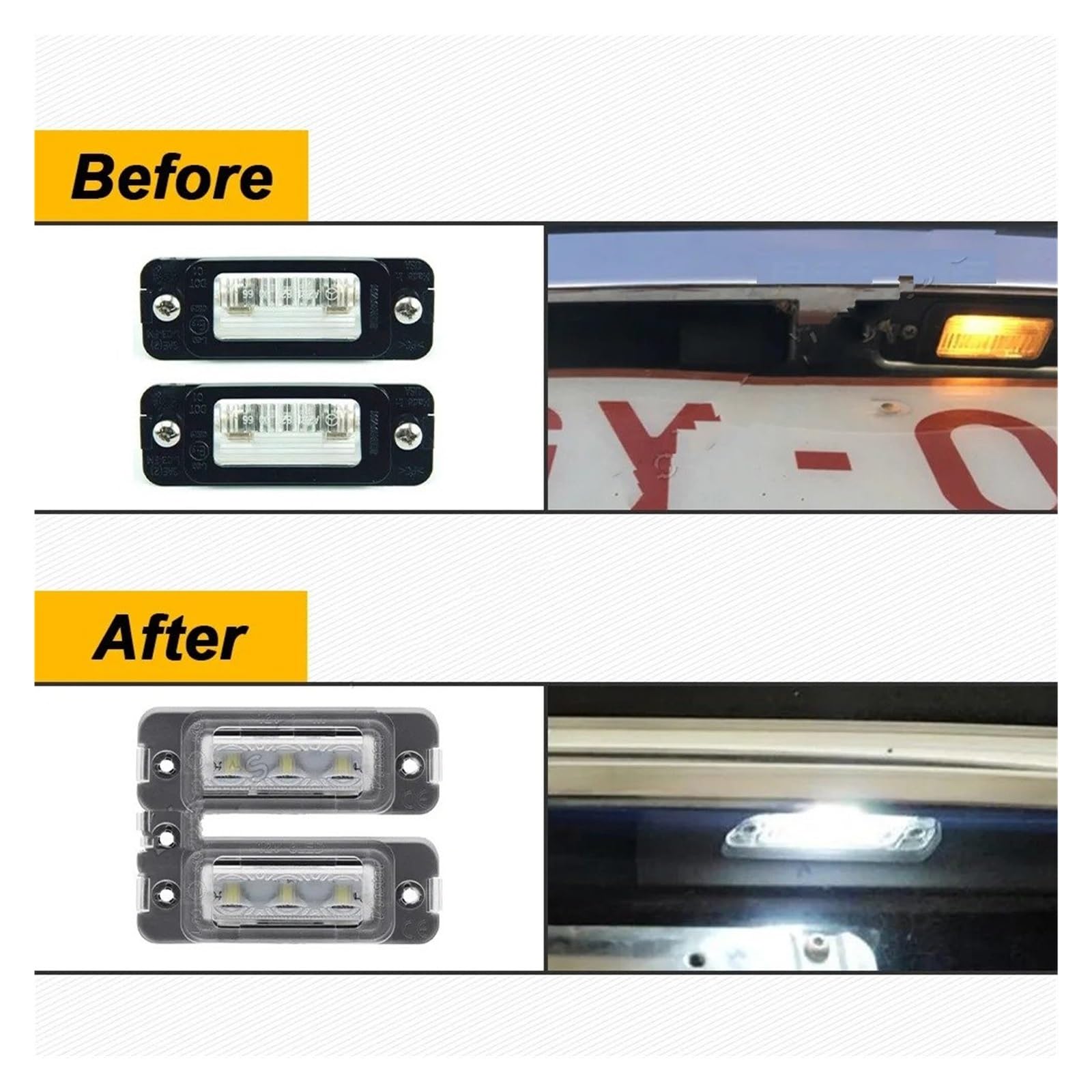 Luce targa per Benz Classe ML W163 W164, Classe GL X164, Classe R W251 (versione benzina). 2 luci LED per targa senza errori.