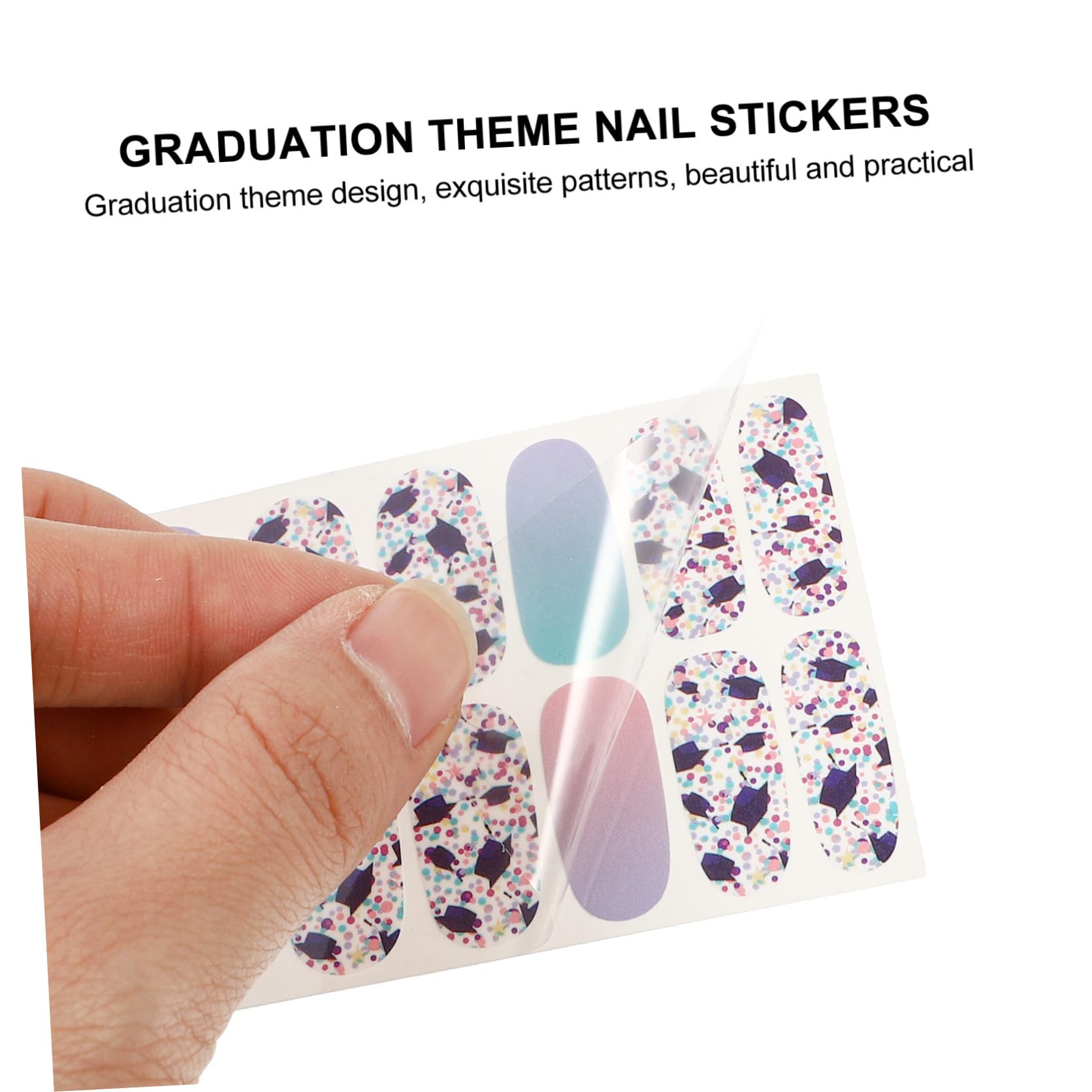 Healeved 48fogli Adesivi Per Unghie Tema Laurea Decorazioni Uniche e Colorate Per Nail Art Per Festeggiamenti e Feste Di Laurea