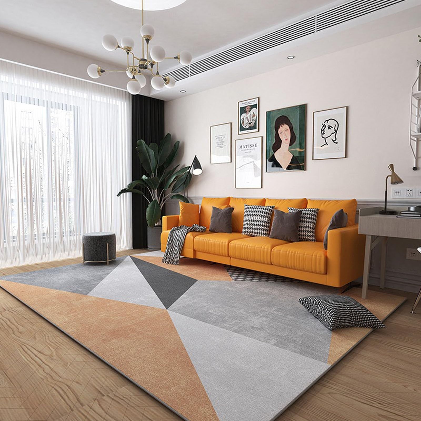 Tapis de salon moderne 190x290 cm moelleux gris grand format antidérapant