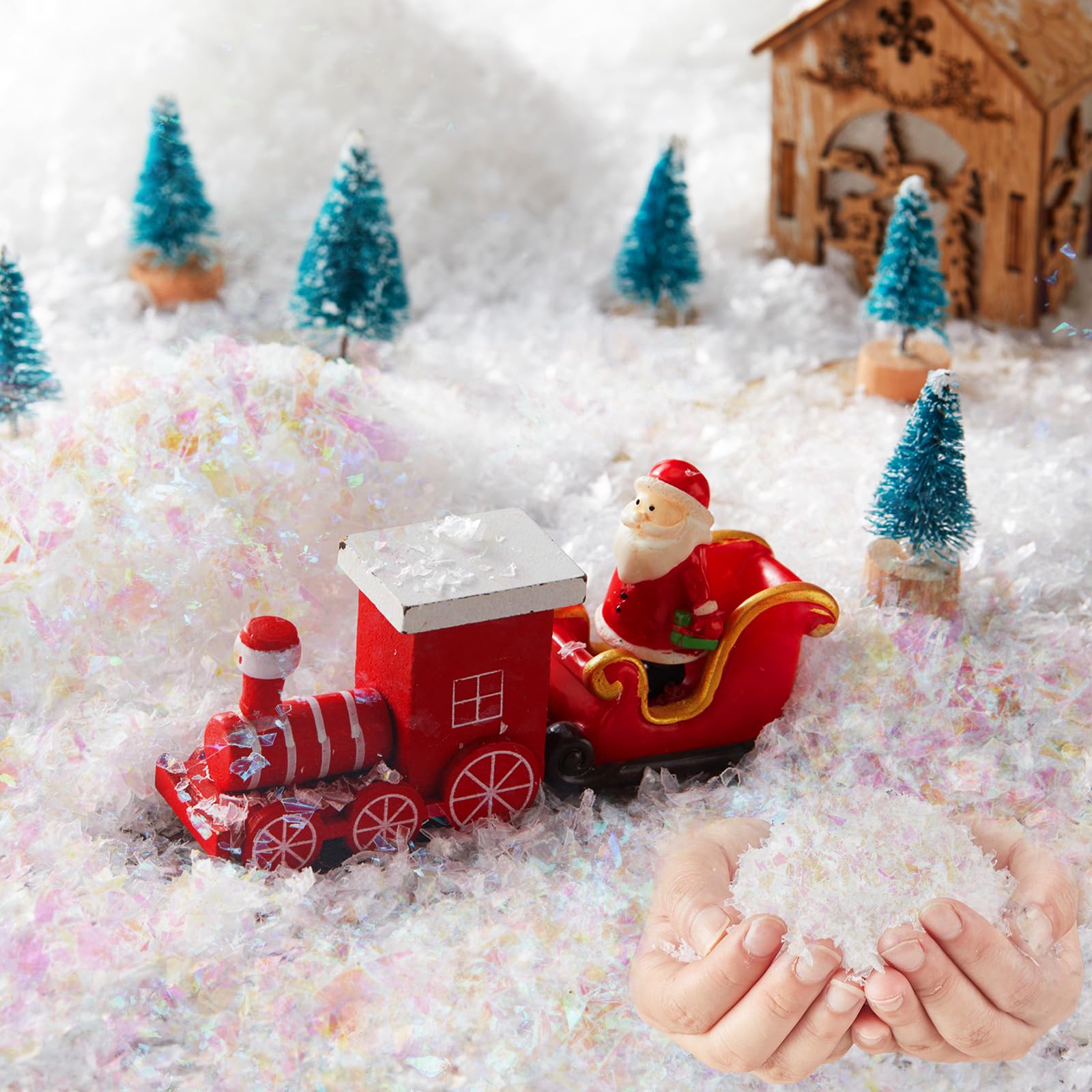 Künstliche Schneeflocken für Weihnachten, glitzernd, Puderfüller, Weihnachtsschnee, Dekoration, Basteln, funkelnder Schnee für Weihnachtsfeierzubehör (bunt, 963 ml)